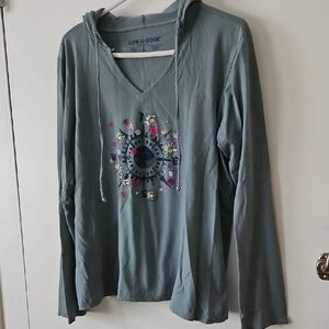 Life Is Good Crusher Lite Womens Hoodie, Gray Lightweight Size L